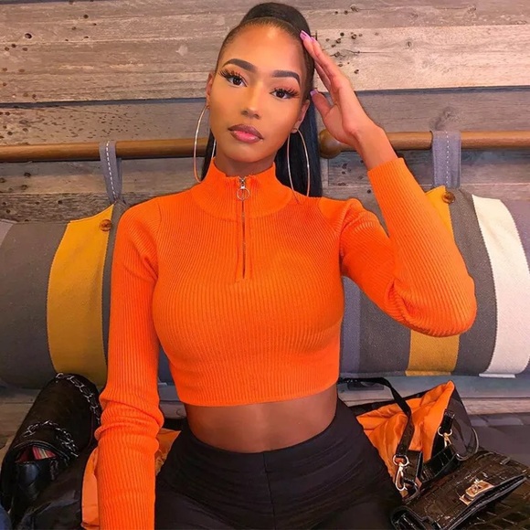 NWT Trendy Bright Orange Cropped Sweatshirt